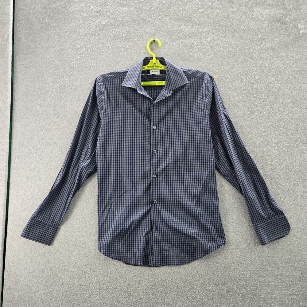 Bonobos Men Button Up Shirt 15 1/2 35 Blue Cotton Nylon Check Long Sleeve